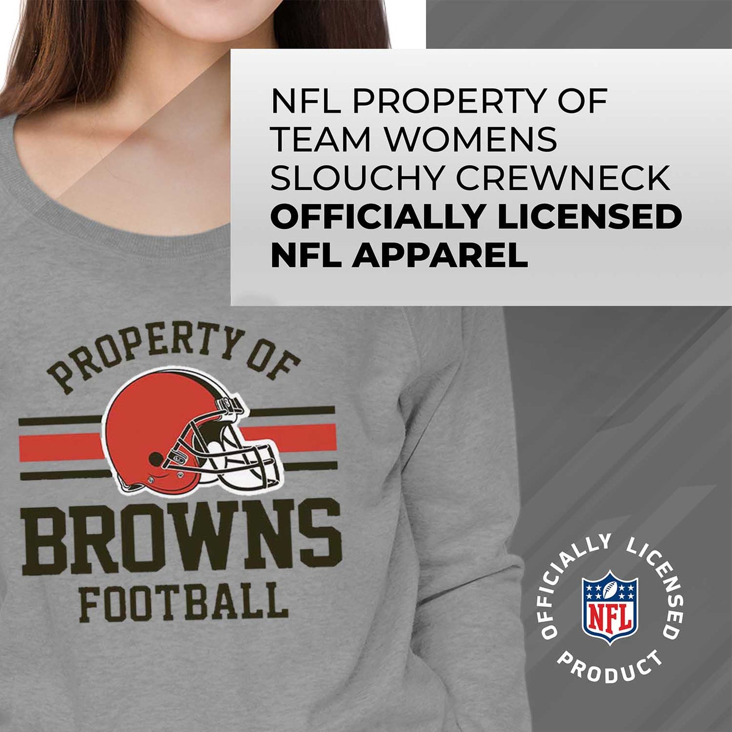 Cleveland Browns NFL Womens Property of Lighweight Crew Neck - Sport Gray