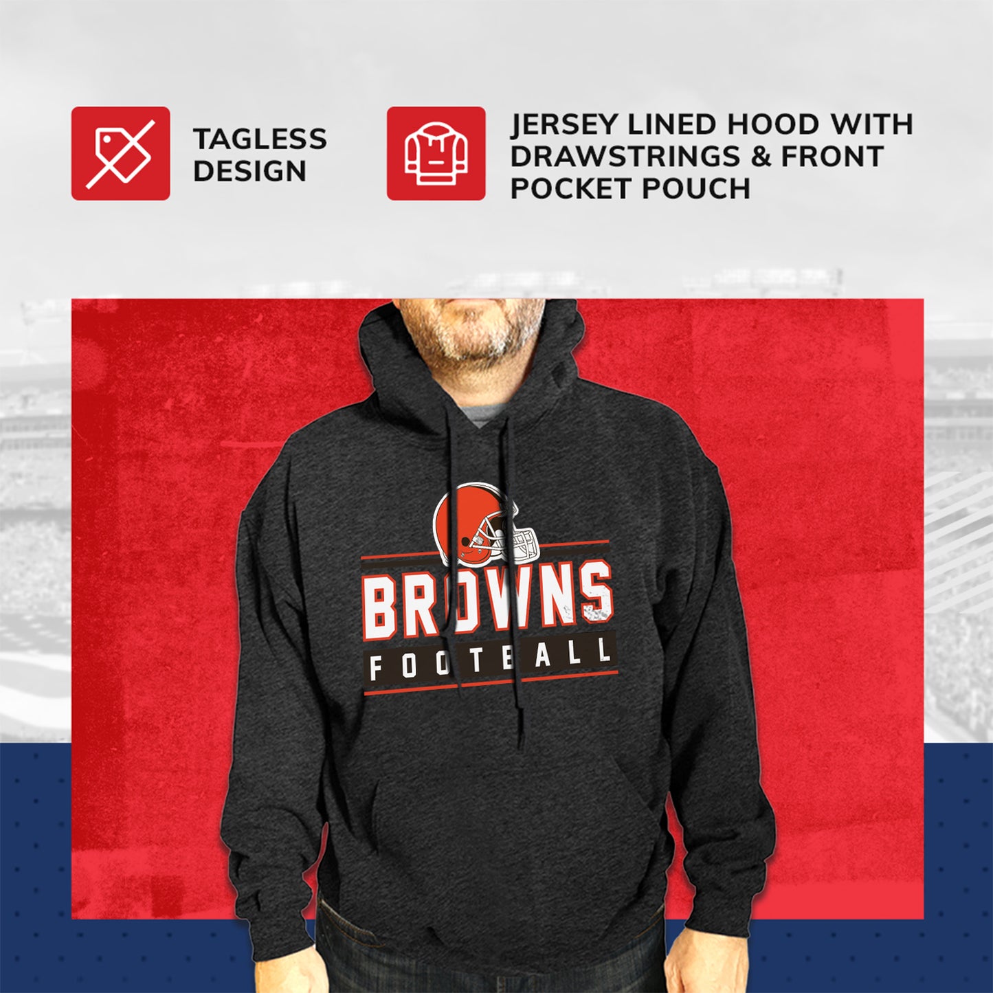 Cleveland Browns NFL Adult True Fan Hooded Charcoal Sweatshirt - Charcoal