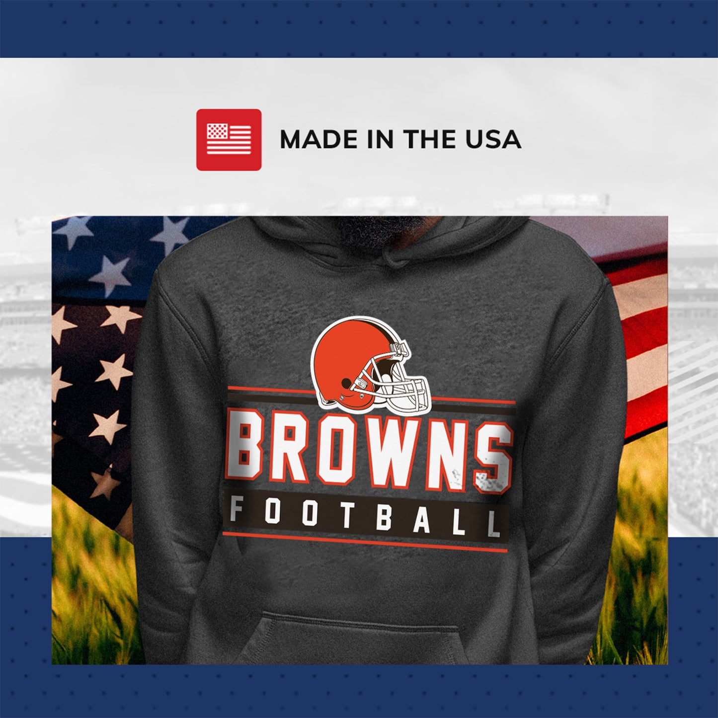 Cleveland Browns NFL Adult True Fan Hooded Charcoal Sweatshirt - Charcoal