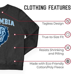 Columbia Lions NCAA Adult Charcoal Crewneck Fleece Sweatshirt - Charcoal