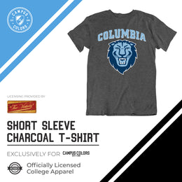 Columbia Lions Campus Colors NCAA Adult Cotton Blend Charcoal Tagless T-Shirt - Charcoal