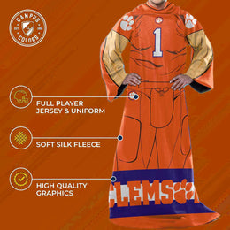 Clemson Tigers NCAA Team Wearable Blanket with Sleeves - Orange