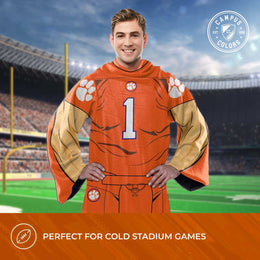 Clemson Tigers NCAA Team Wearable Blanket with Sleeves - Orange