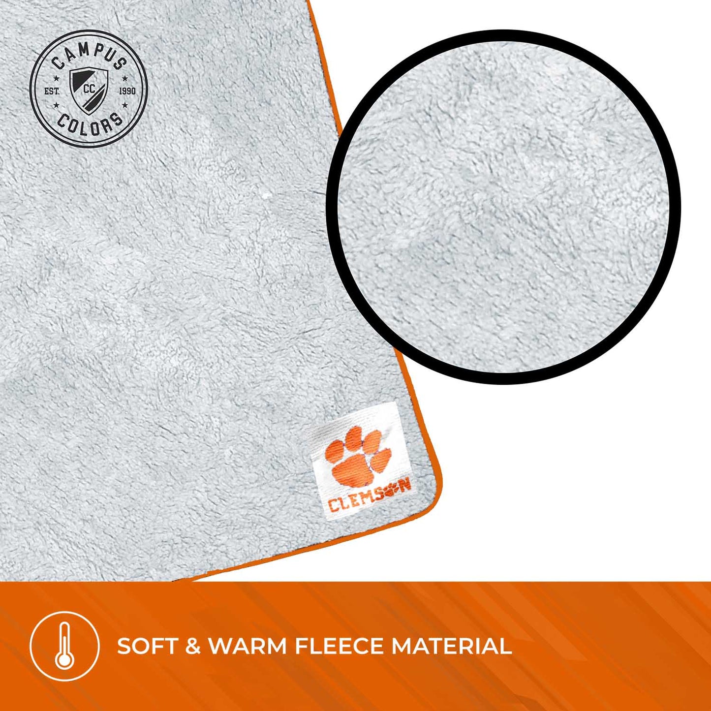 Clemson Tigers NCAA Silk Sherpa College Throw Blanket - Purple