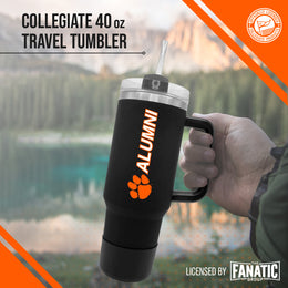 Clemson Tigers Collegiate 40oz Stainless Steel Travel Tumbler with Handle for Alumni - Black