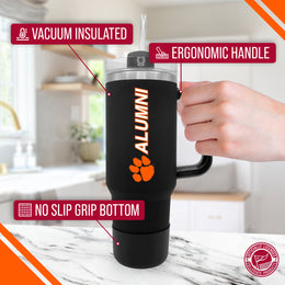 Clemson Tigers Collegiate 40oz Stainless Steel Travel Tumbler with Handle for Alumni - Black