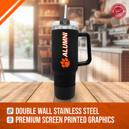 Clemson Tigers Collegiate 40oz Stainless Steel Travel Tumbler with Handle for Alumni - Black