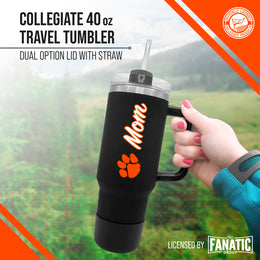 Clemson Tigers Collegiate 40oz Stainless Steel Travel Tumbler with Handle for Mom - Black