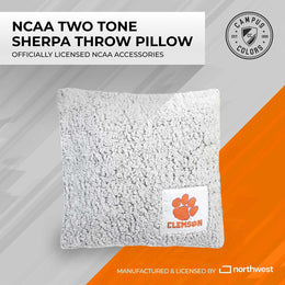 Clemson Tigers Two Tone Sherpa Throw Pillow - Team Color