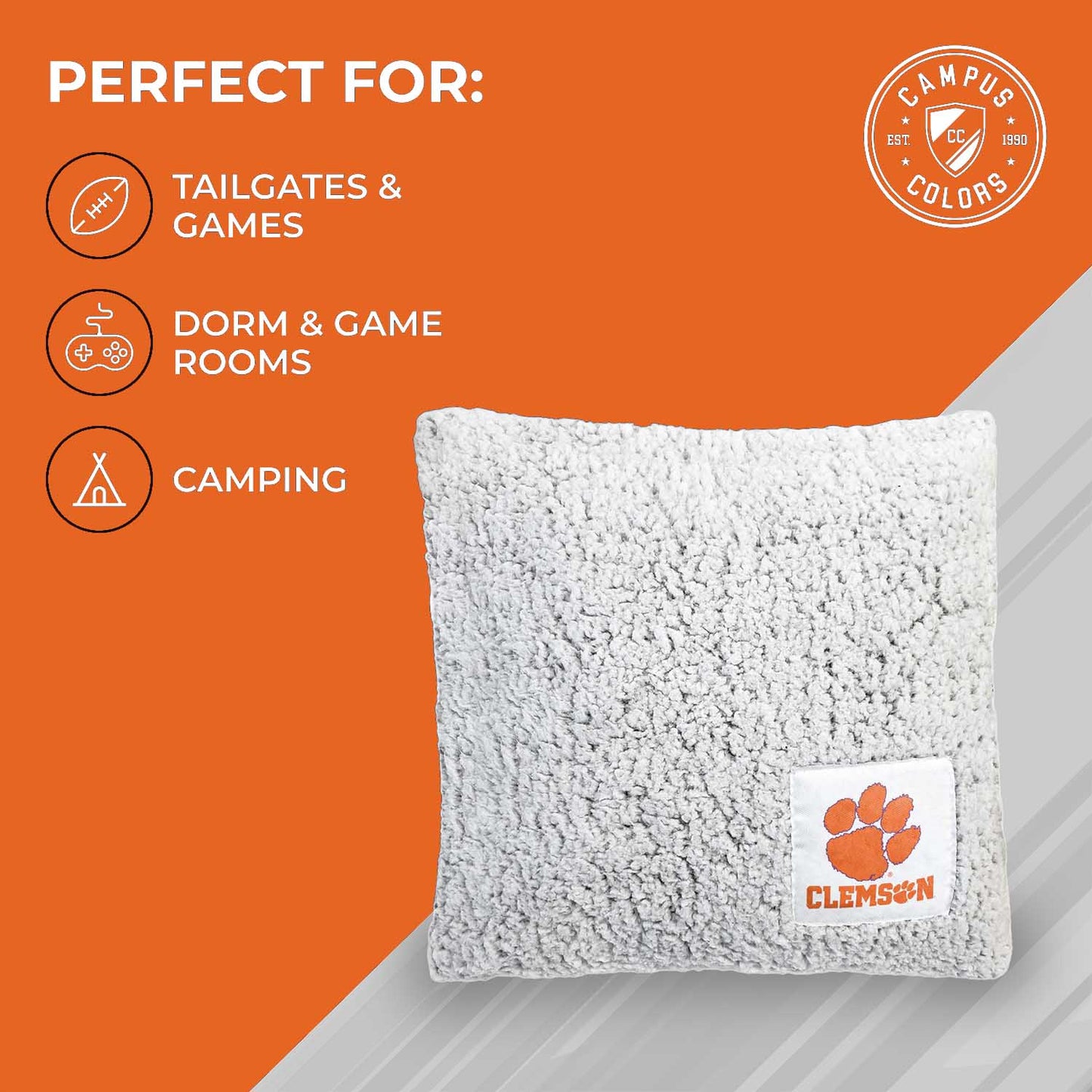 Clemson Tigers Two Tone Sherpa Throw Pillow - Team Color