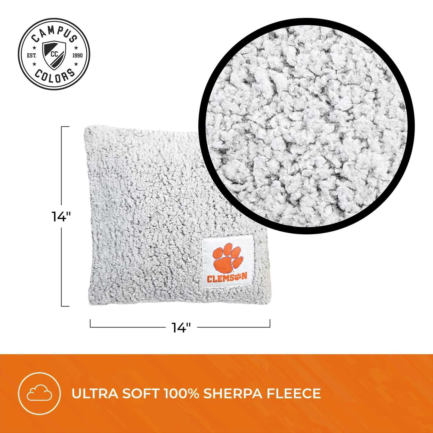 Clemson Tigers Two Tone Sherpa Throw Pillow - Team Color