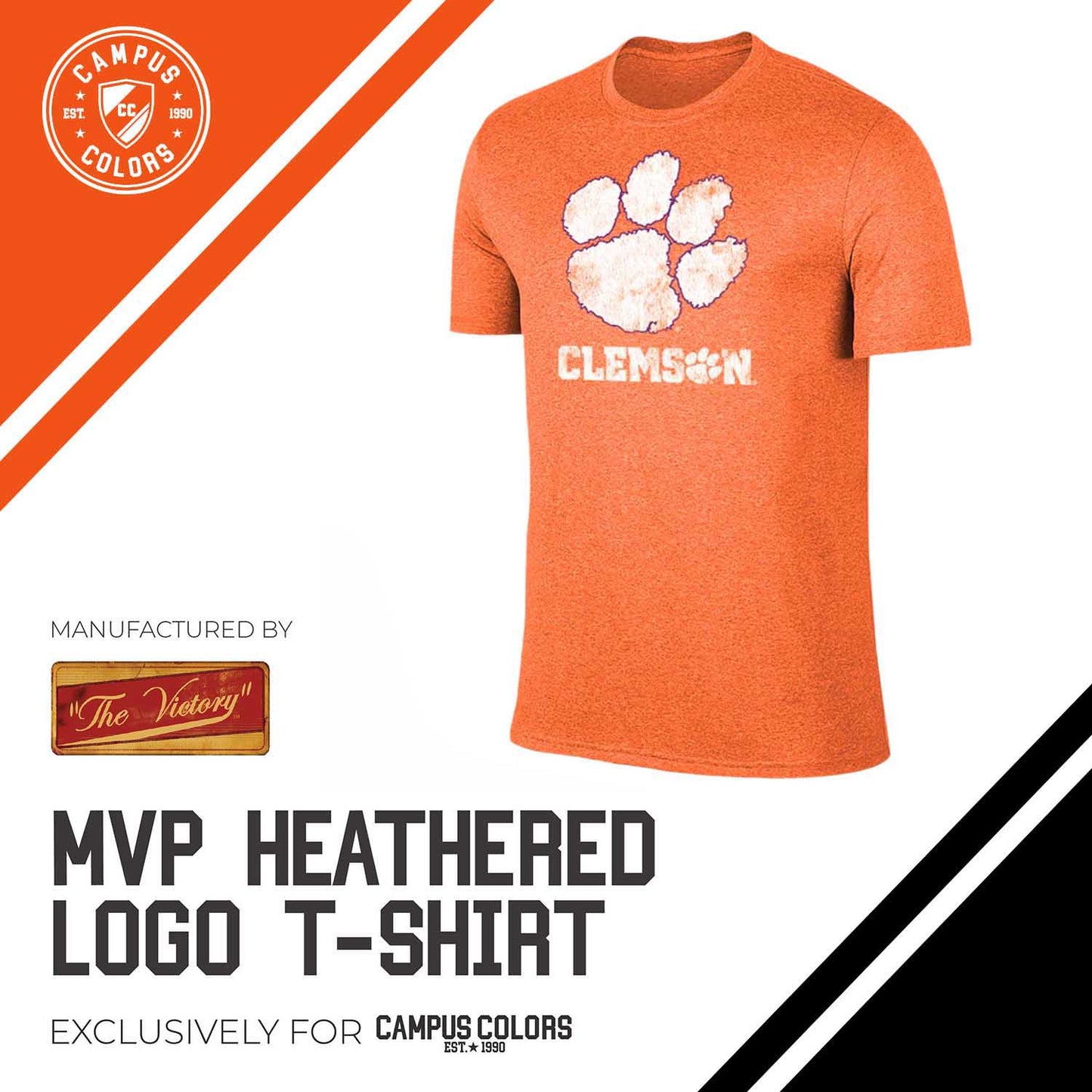 Clemson Tigers Adult MVP Heathered Cotton Blend T-Shirt - Orange