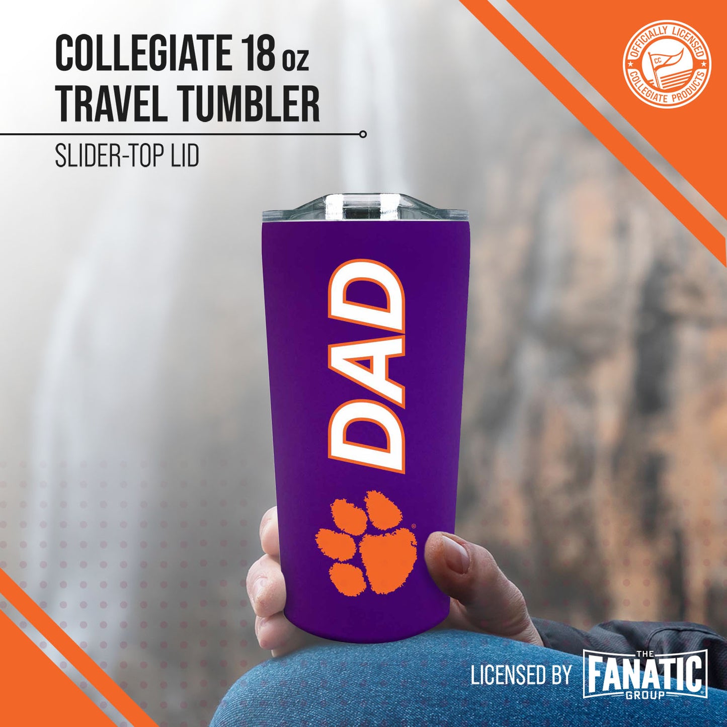 Clemson Tigers NCAA Stainless Steel Travel Tumbler for Dad - Purple