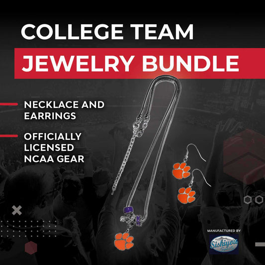 Clemson Tigers Collegiate Game Day Necklace and Earrings - Silver