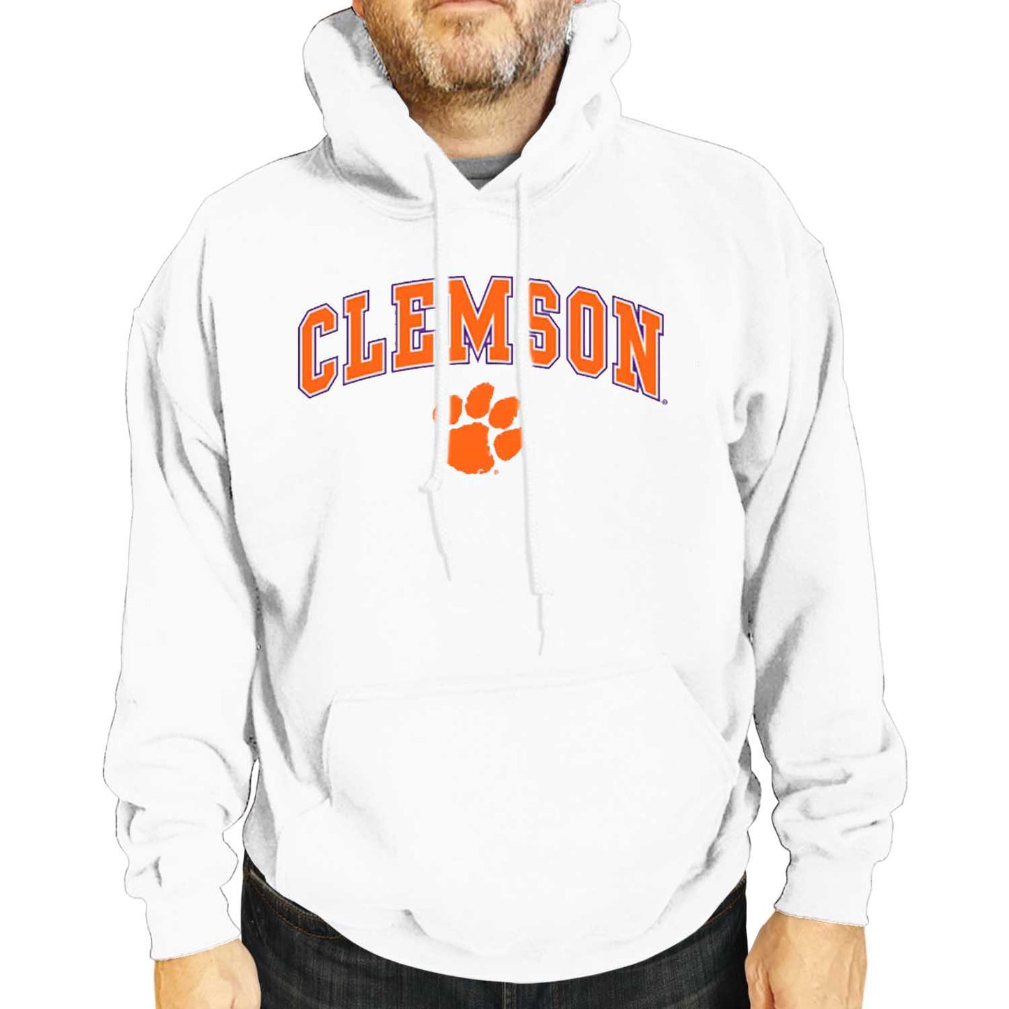 Clemson Tigers Adult Arch & Logo Soft Style Gameday Hooded Sweatshirt - White