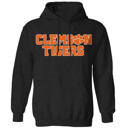 Clemson Tigers NCAA Adult Cotton Blend Charcoal Hooded Sweatshirt - Charcoal