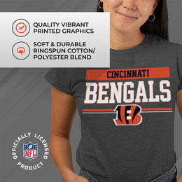 Cincinnati Bengals NFL Women's Team Block Charcoal Tagless T-Shirt - Charcoal