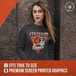 Cincinnati Bengals NFL Womens Retro Triangle Slouchy Crewneck - Heather Charcoal