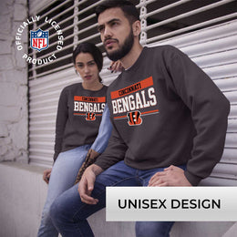 Cincinnati Bengals NFL Adult Long Sleeve Team Block Charcoal Crewneck Sweatshirt - Charcoal