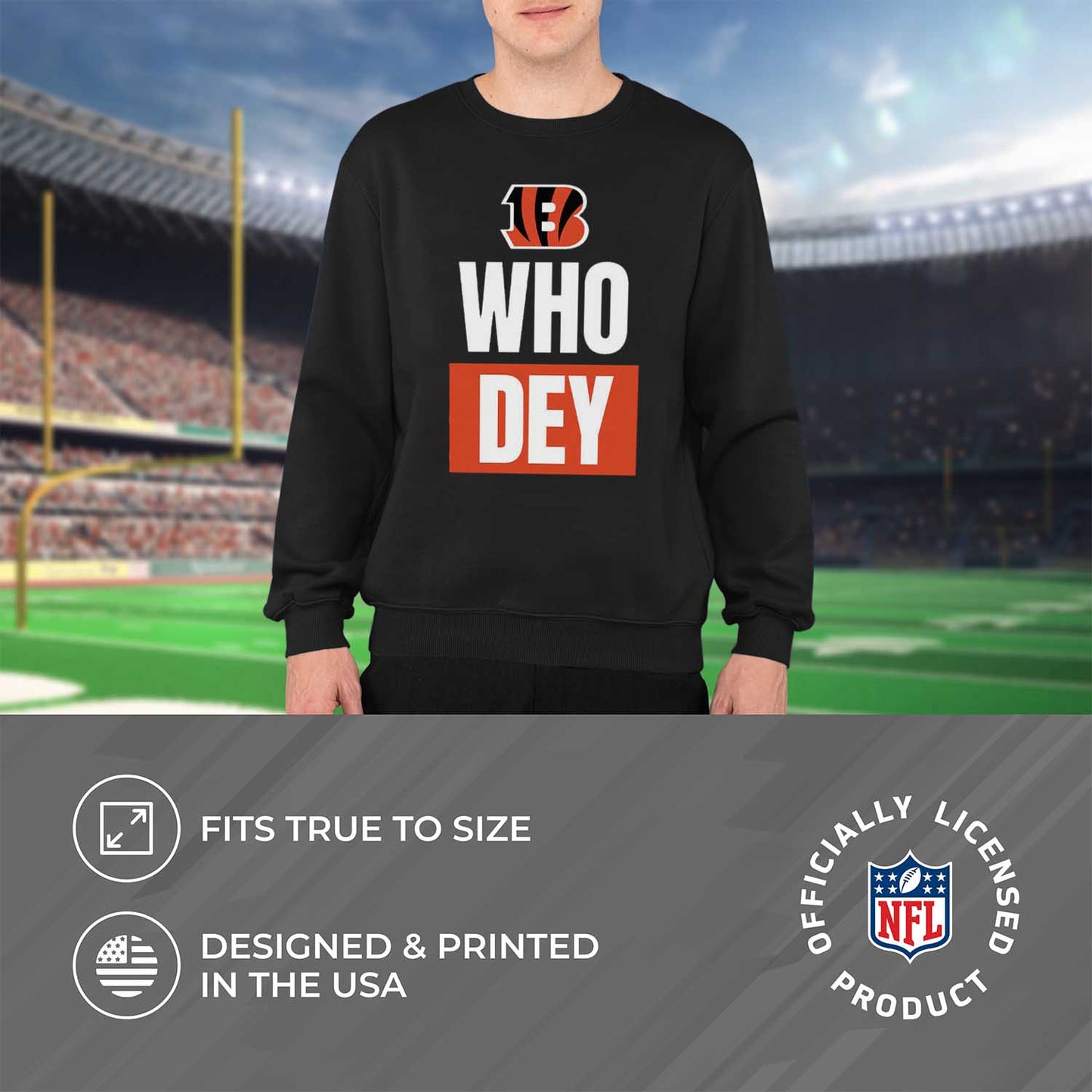 Cincinnati Bengals NFL Adult Slogan Crewneck Sweatshirt - Black