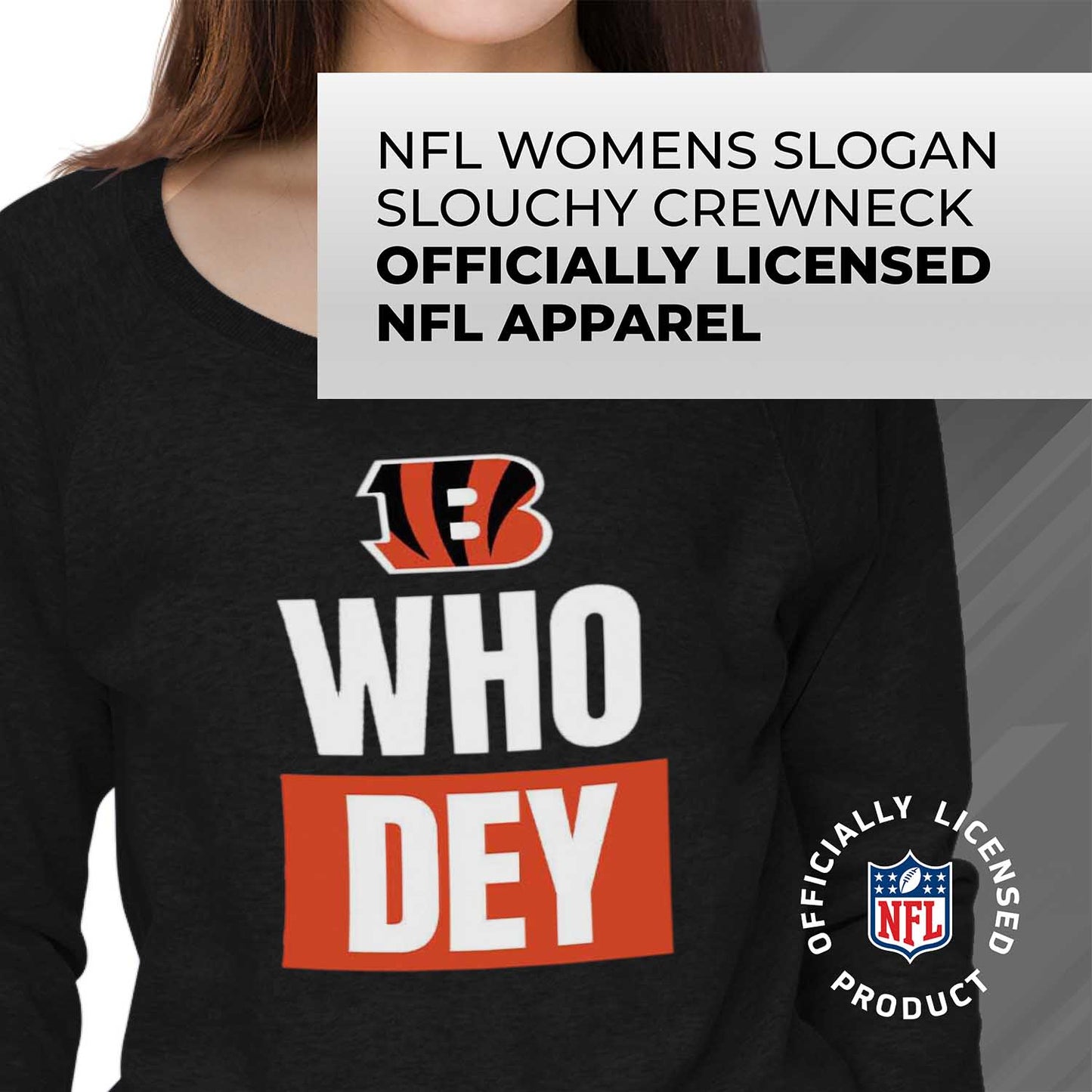 Cincinnati Bengals NFL Womens Plus Size Team Slogan Crew Neck - Black