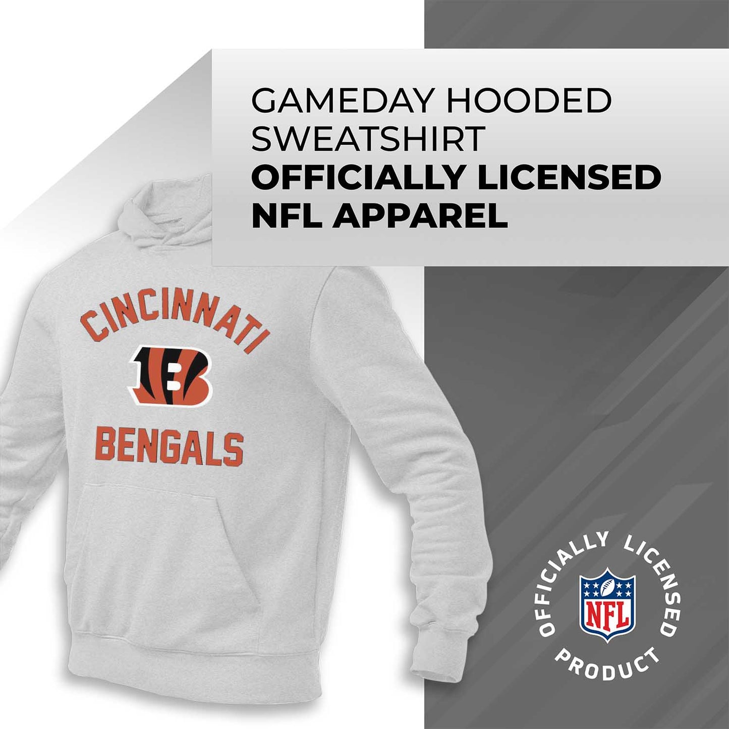Cincinnati Bengals NFL Adult Gameday Hooded Sweatshirt - Sport Gray
