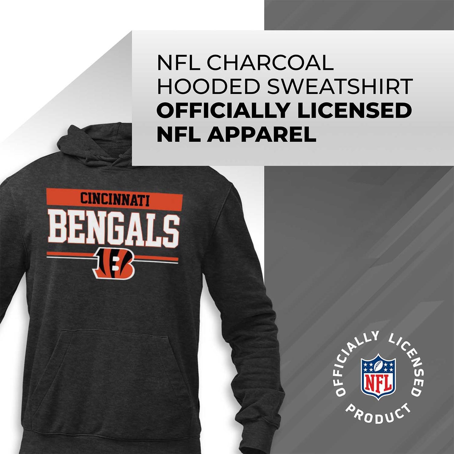 Cincinnati Bengals NFL Adult Gameday Charcoal Hooded Sweatshirt - Charcoal