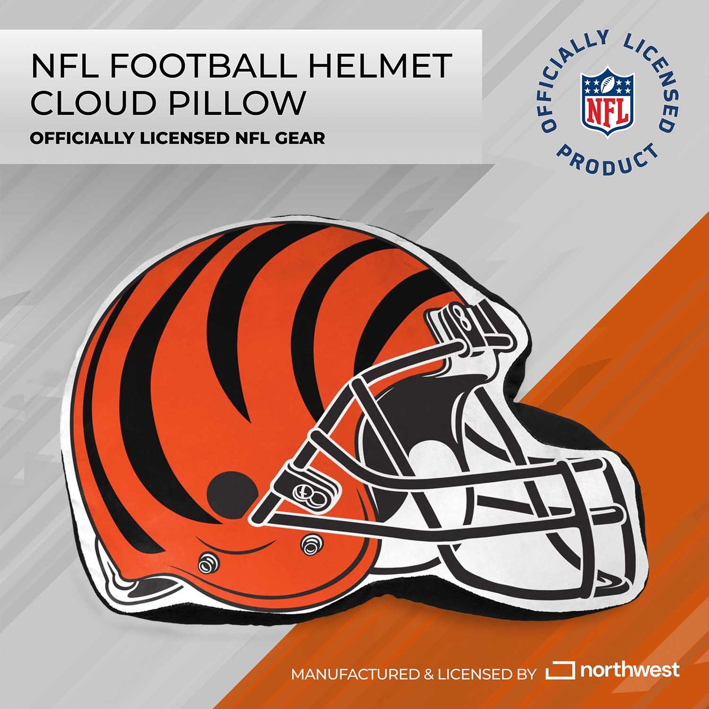 Cincinnati Bengals NFL Helmet Football Super Soft Plush Pillow - Orange