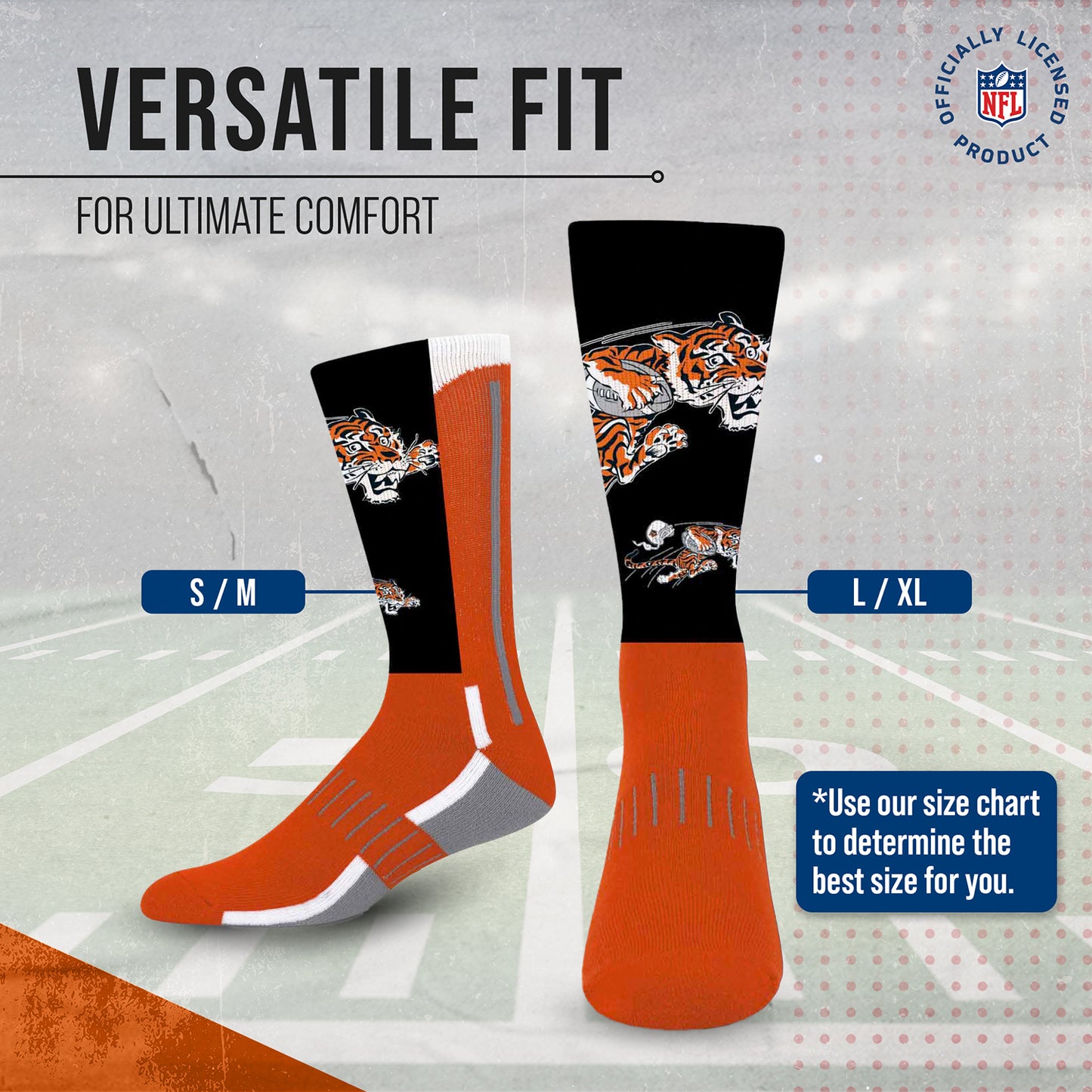 Cincinnati Bengals NFL V Curve  Socks - Team Color