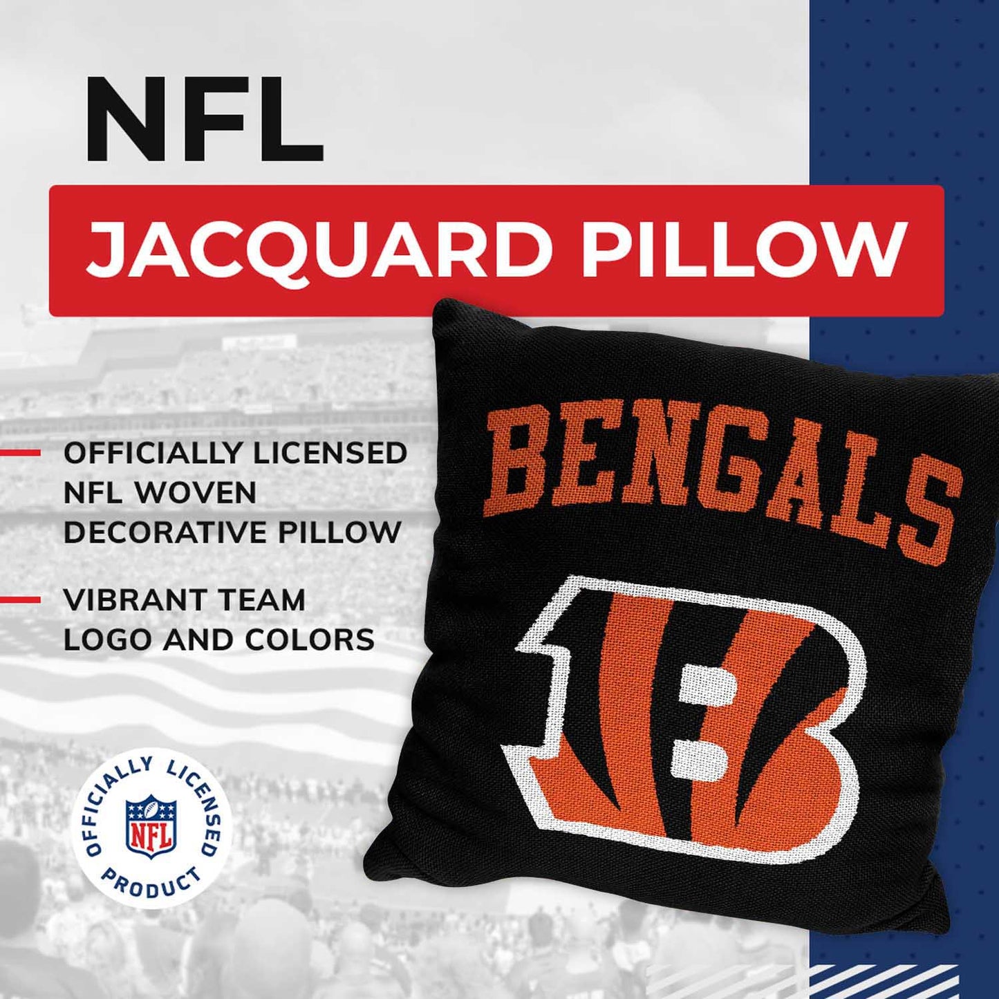 Cincinnati Bengals NFL Decorative Football Throw Pillow - Black