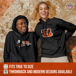 Cincinnati Bengals NFL Adult Unisex Modern Throwback Ultra Soft Fleece Hooded Sweatshirt - Black