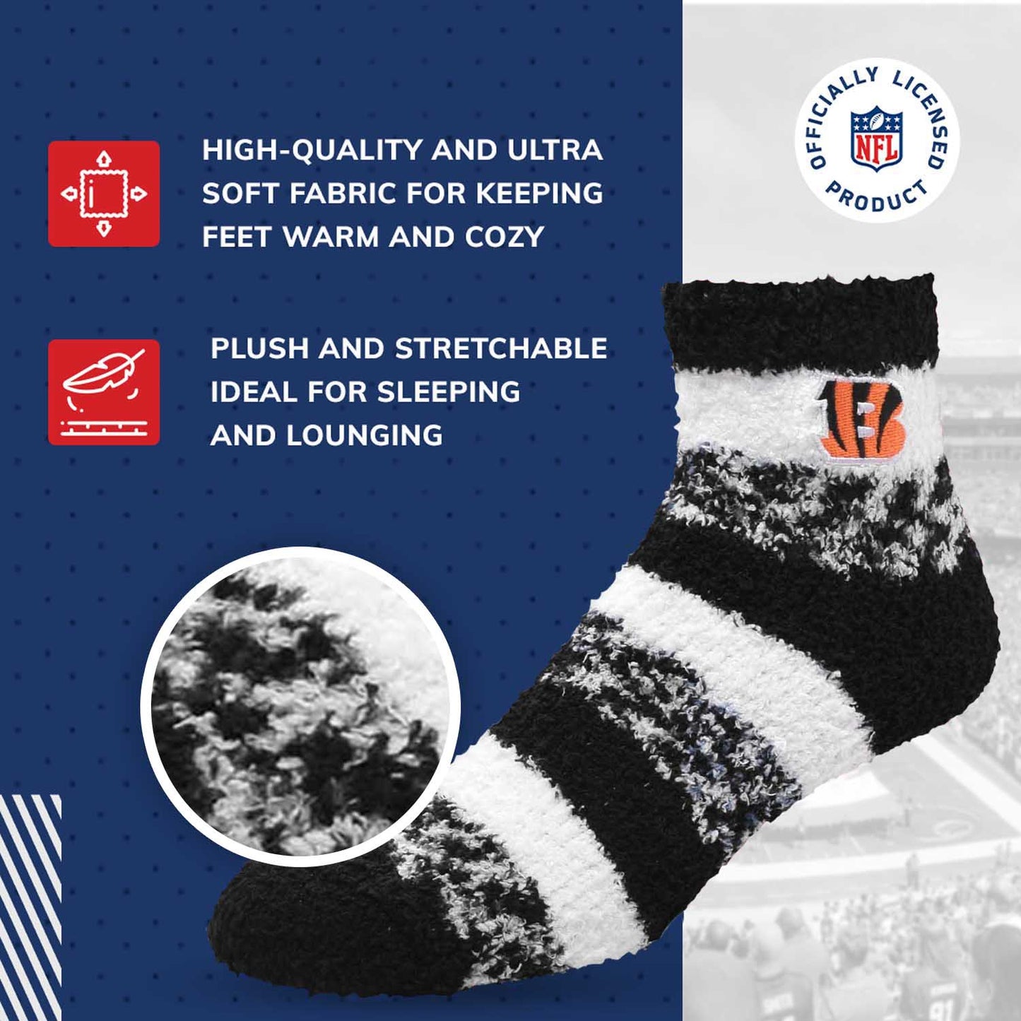Cincinnati Bengals NFL Cozy Soft Slipper Socks - Black