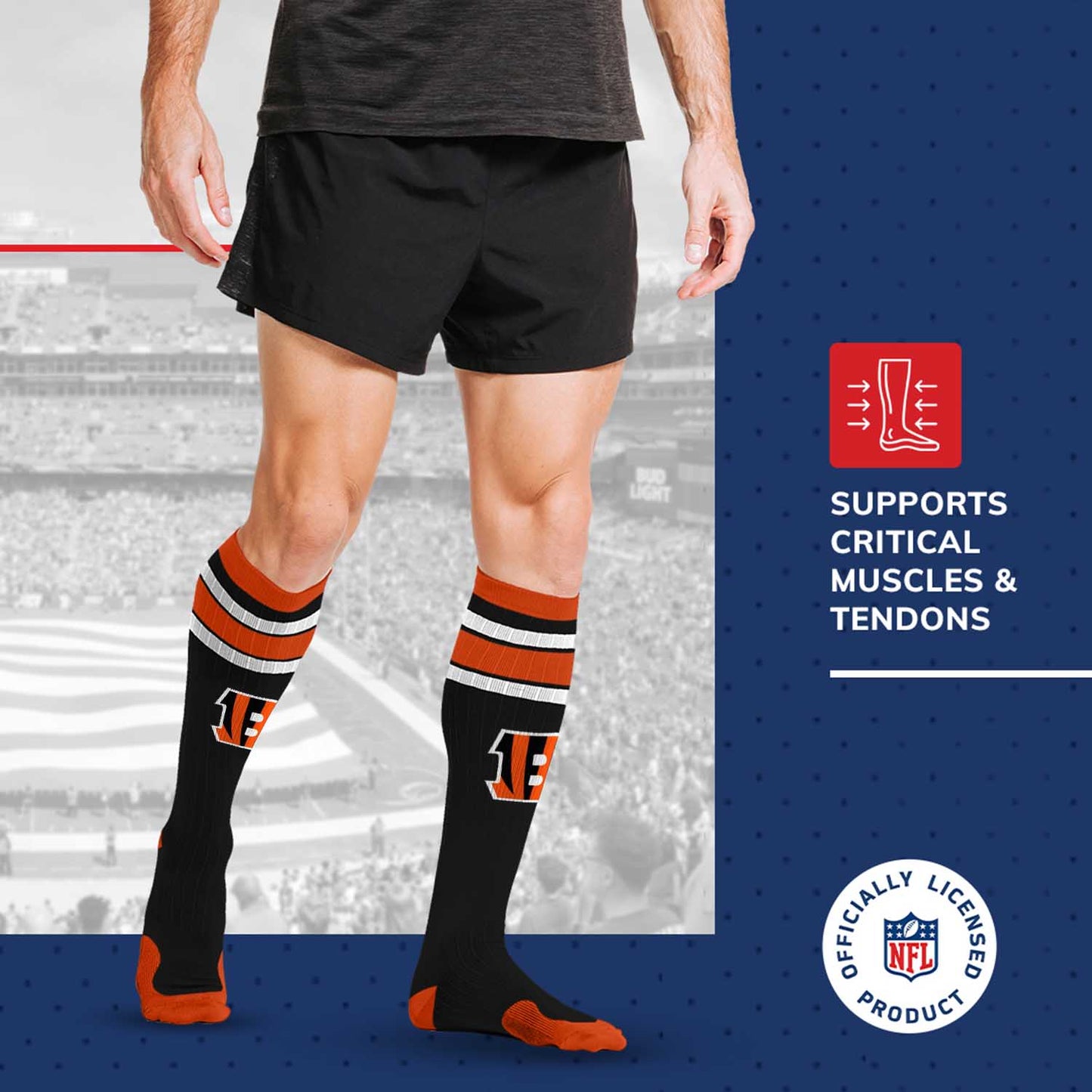 Cincinnati Bengals NFL Adult Knee High-Performance Socks - Black