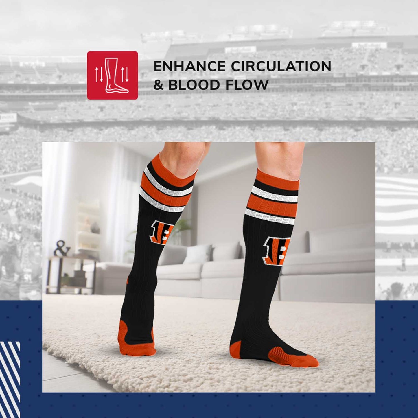 Cincinnati Bengals NFL Adult Knee High-Performance Socks - Black