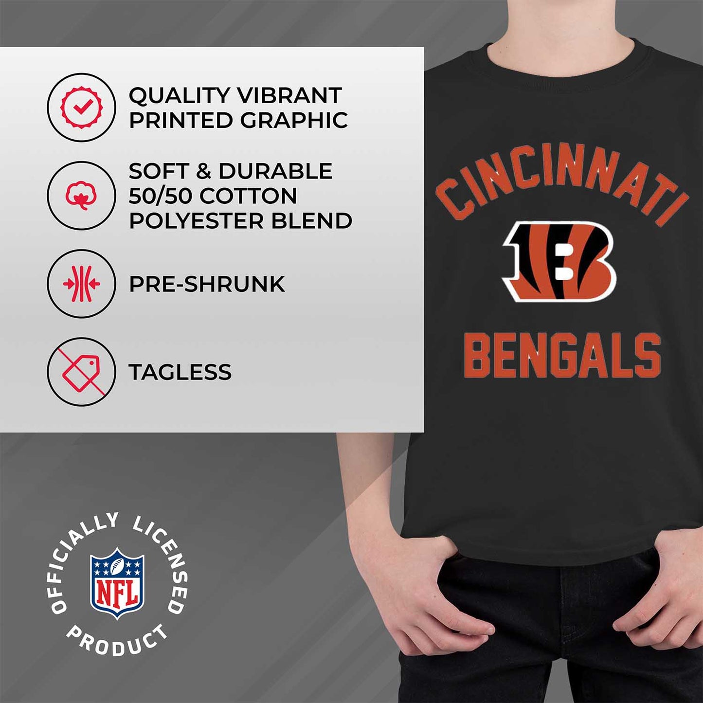 Cincinnati Bengals NFL Youth Gameday Football T-Shirt - Black