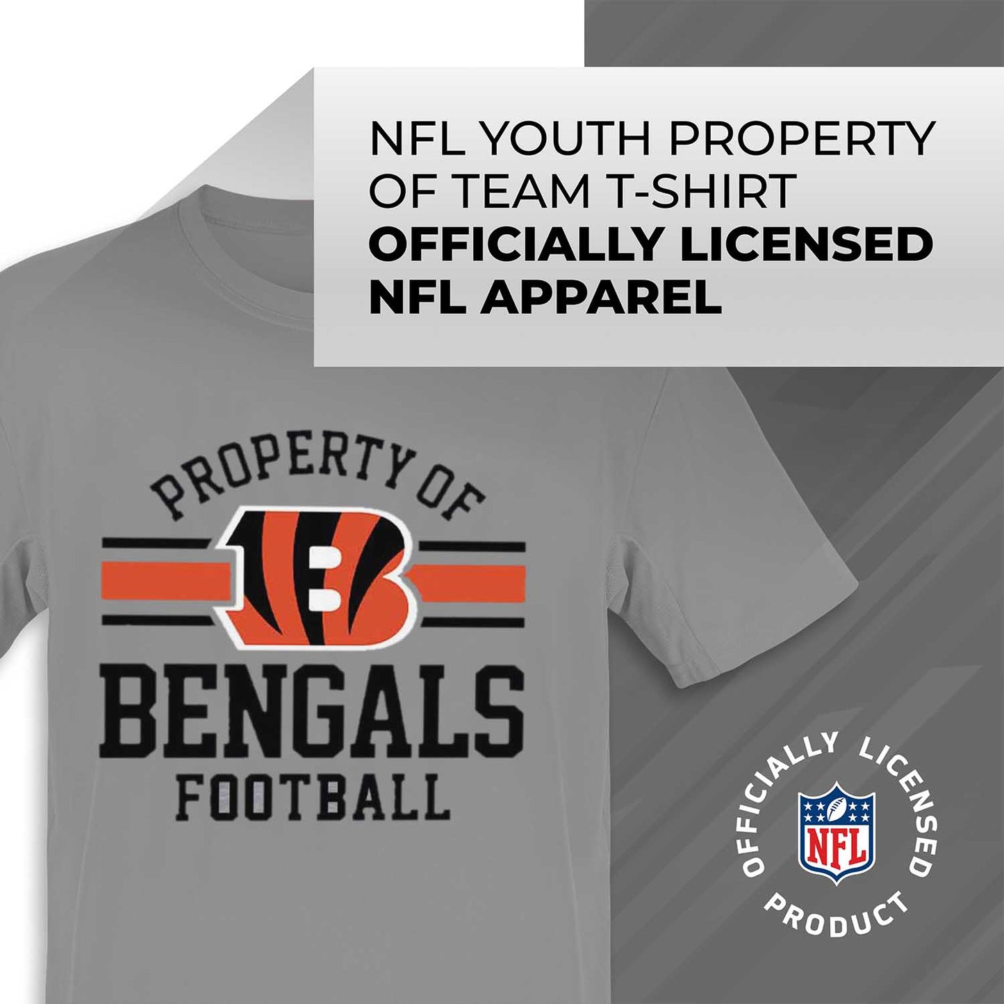 Cincinnati Bengals NFL Youth Property Of Short Sleeve Lightweight T Shirt - Sport Gray