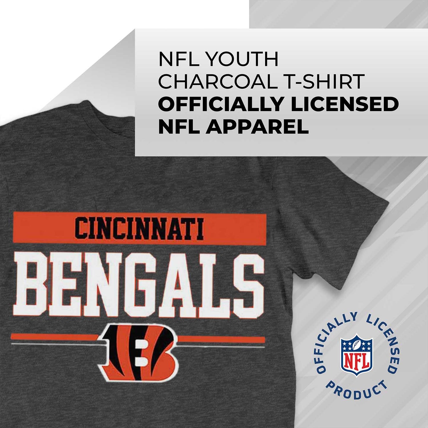 Cincinnati Bengals NFL Youth Short Sleeve Charcoal T Shirt - Charcoal