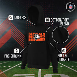 Cincinnati Bengals NFL Youth Repeating Logo Football Fleece Hooded Sweatshirt - Black