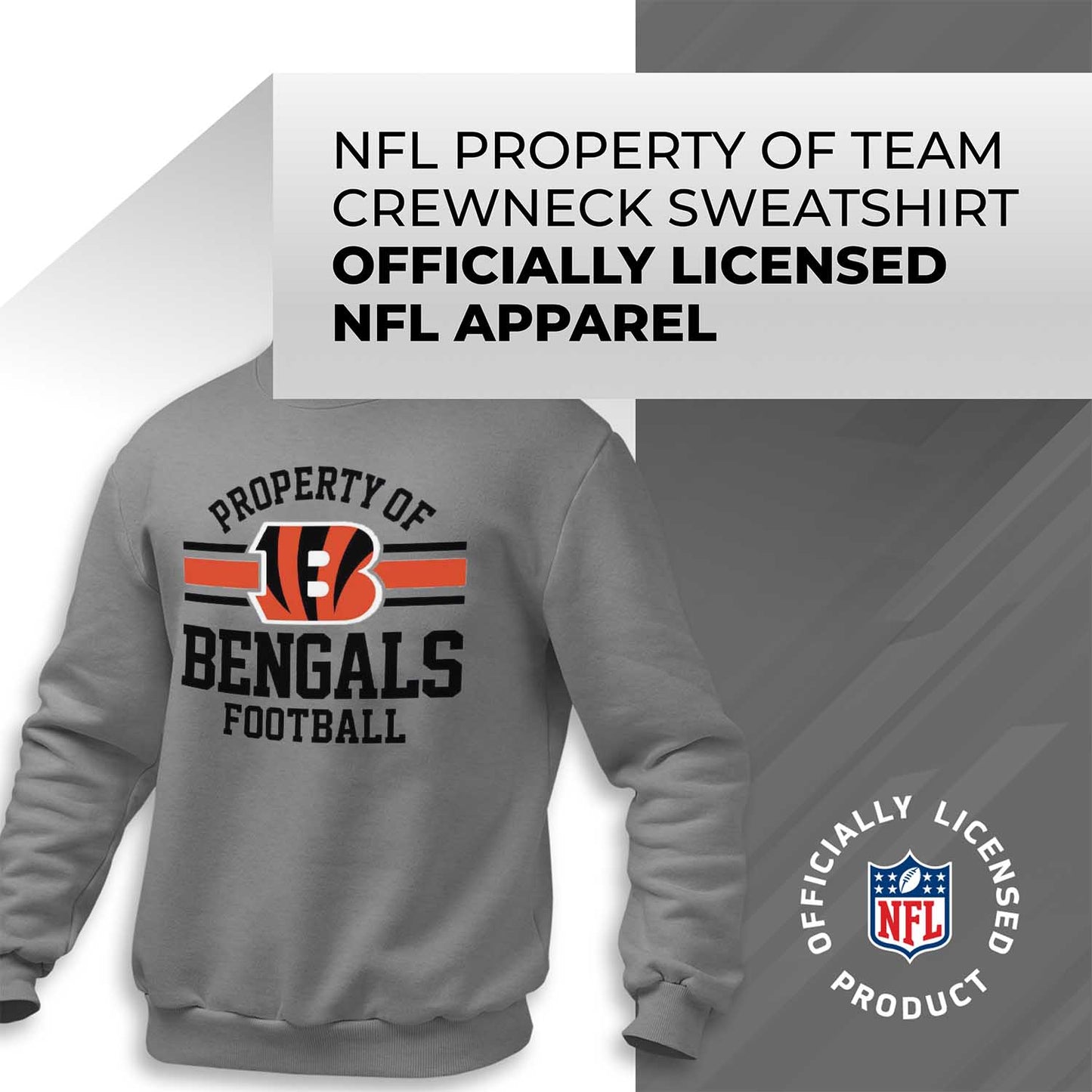 Cincinnati Bengals NFL Adult Property Of Crewneck Fleece Sweatshirt - Sport Gray