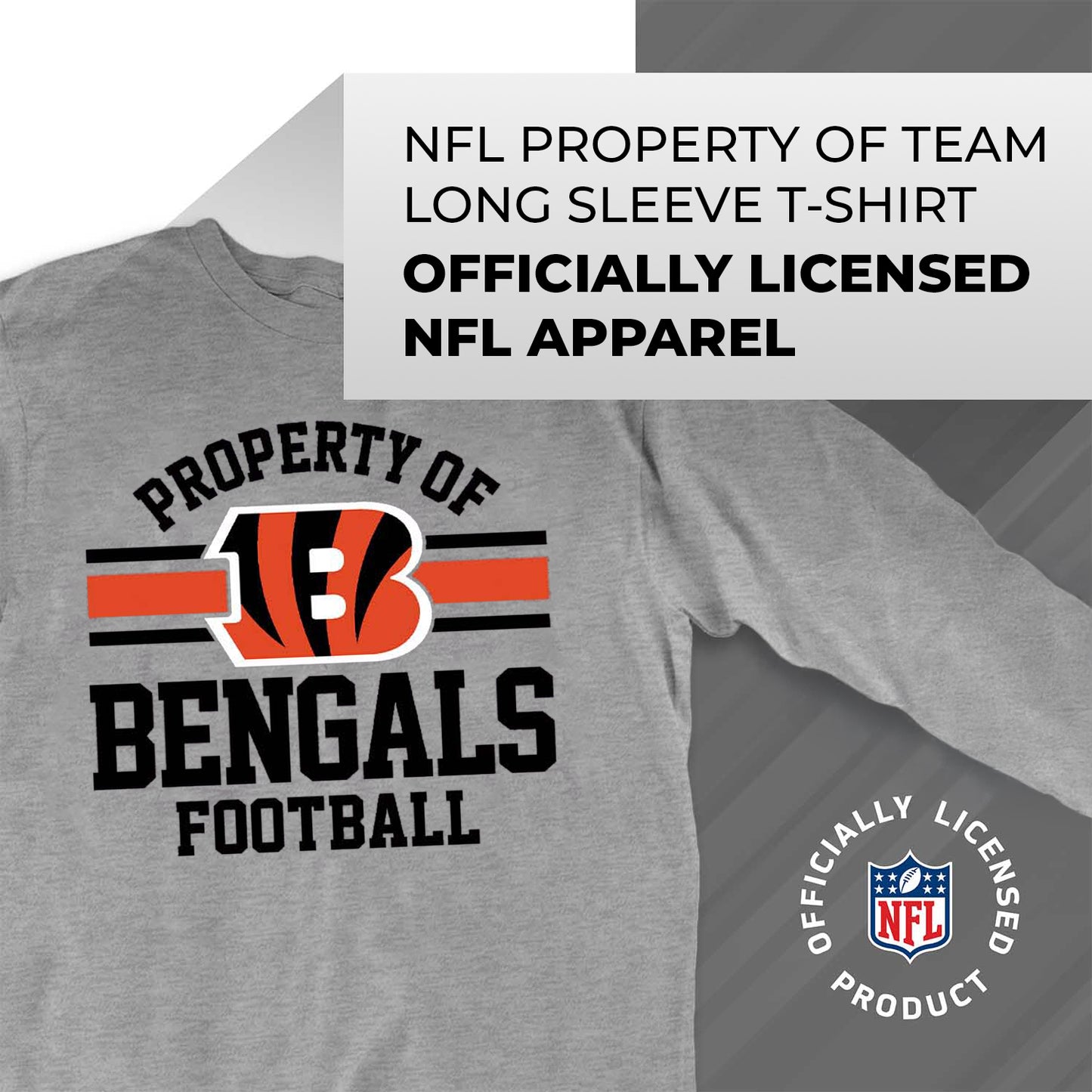 Cincinnati Bengals NFL Adult Property Of Long SleeveT Shirt - Sport Gray