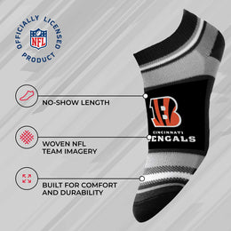 Cincinnati Bengals Adult Marquis Addition No Show Socks - Black