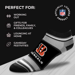 Cincinnati Bengals Adult Marquis Addition No Show Socks - Black