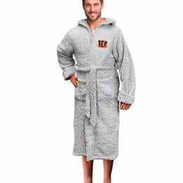 Cincinnati Bengals NFL Plush Hooded Robe with Pockets - Gray