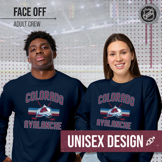 Colorado Avalanche Adult NHL Face Off Hockey Fleece Crewneck Sweatshirt - Navy