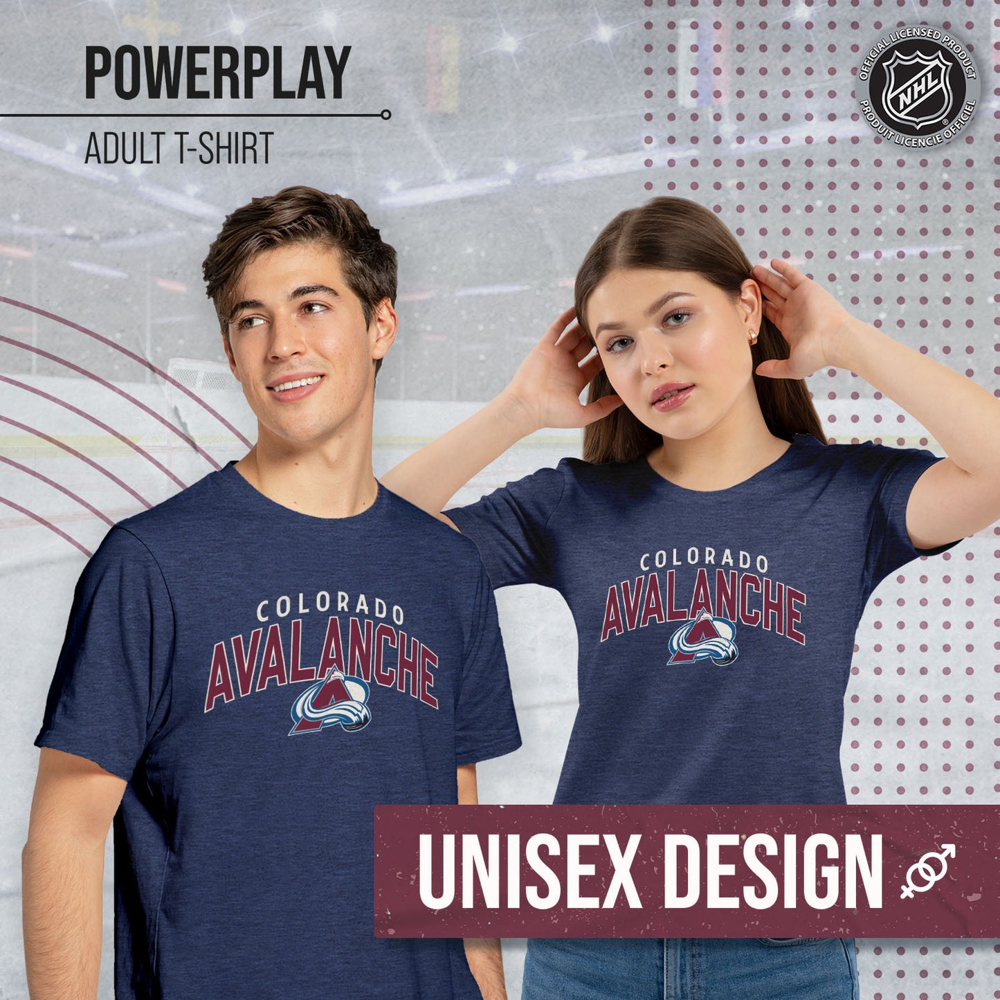 Colorado Avalanche NHL Adult Powerplay Heathered Unisex T-Shirt - Navy