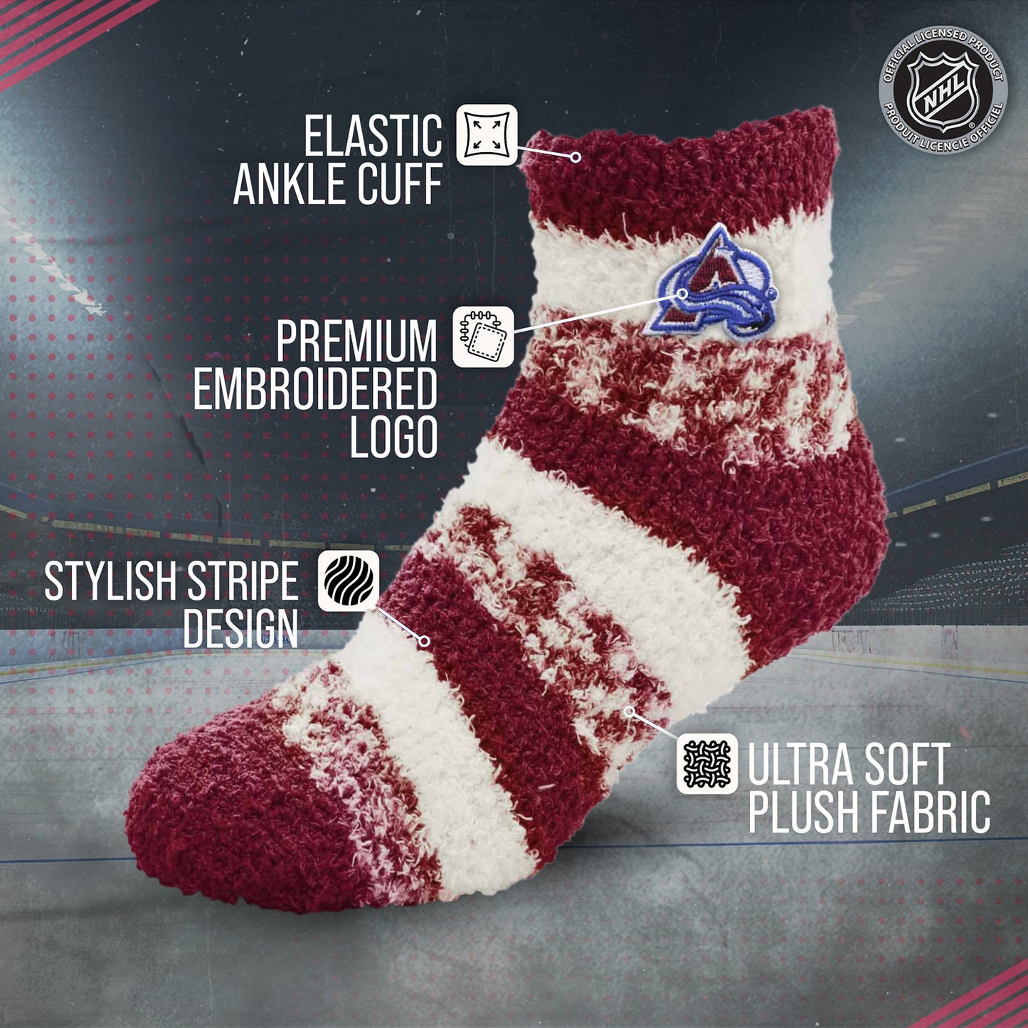 Colorado Avalanche NHL Unisex Cozy Sleep Socks - Maroon