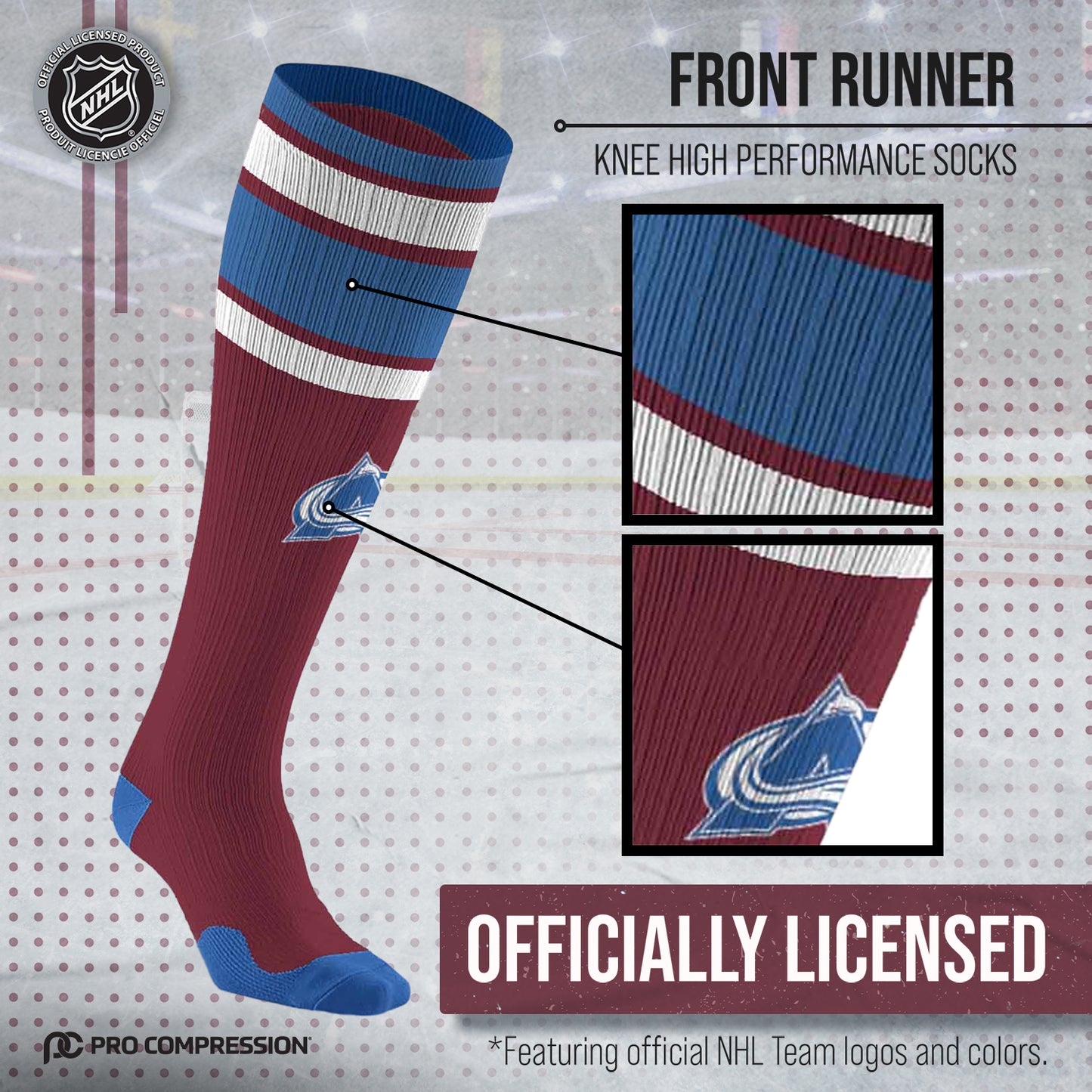 Colorado Avalanche NHL Adult Knee High-Performance Socks - Maroon