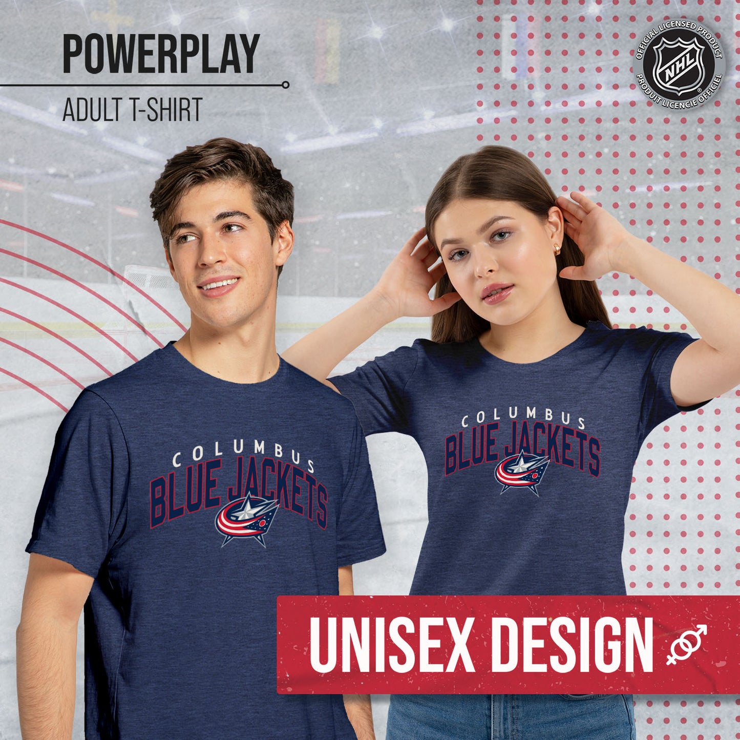 Columbus Blue Jackets NHL Adult Powerplay Heathered Unisex T-Shirt - Navy