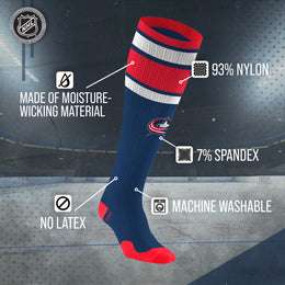 Columbus Blue Jackets NHL Adult Knee High-Performance Socks - Navy
