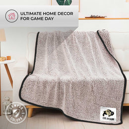 Colorado Buffaloes NCAA Silk Sherpa College Throw Blanket - Black